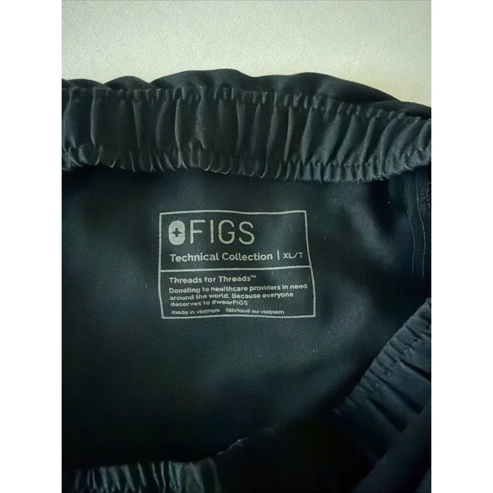 FIGS Tansen Jogger Scrub Pants Mens XLT XL Tall Black Slim Fit Elastic Waist EUC